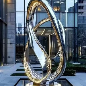 Scultura Paesaggistica Astratta 3D in Acciaio Inossidabile Incisa, Moderna, Dinamica, Resistente al Vento e Anticorrosione, per Città Costiere - Product Image 2