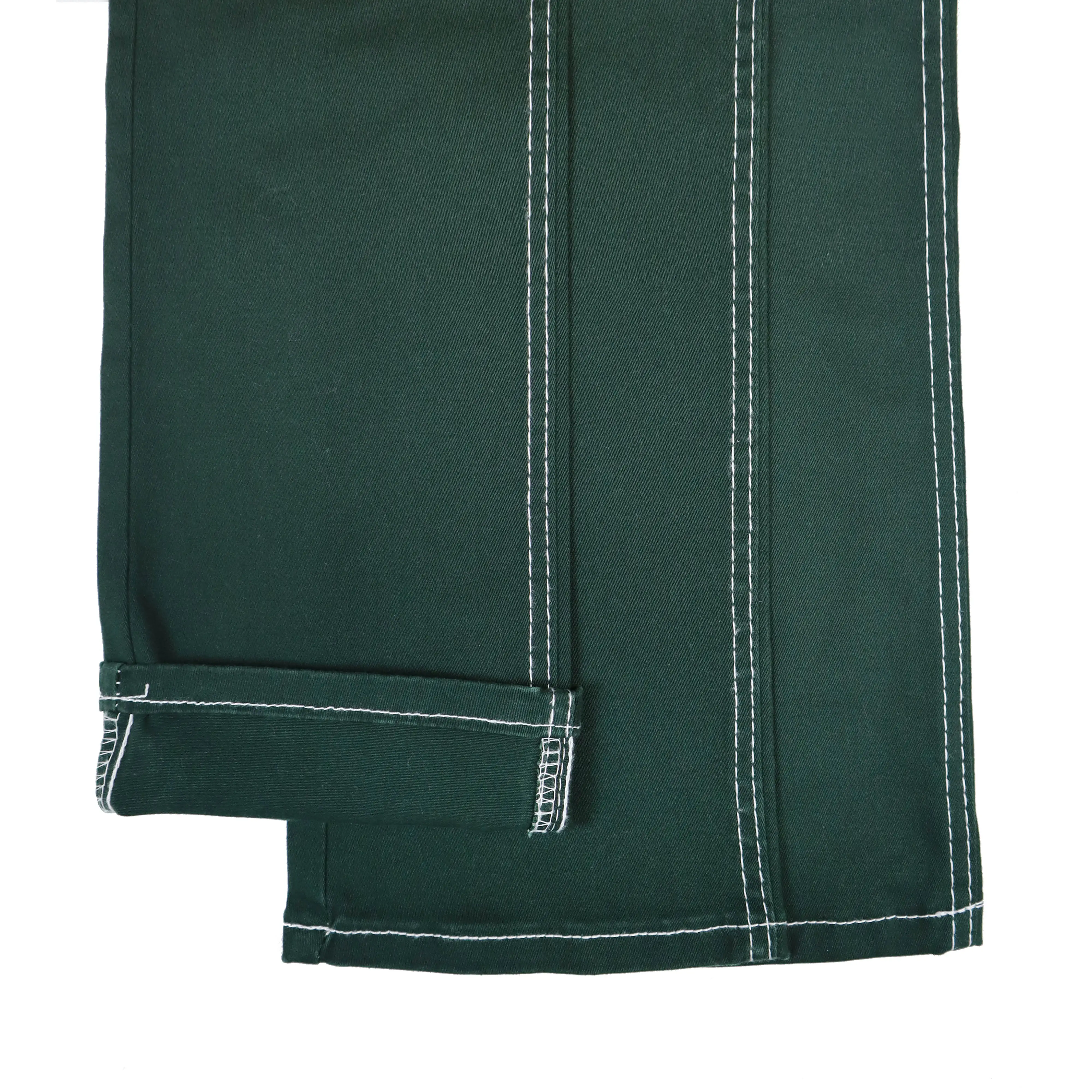SM3451 98% कपास 2% स्पैन्डेक्स कपास पुनर्नवीनीकरण टवील कस्टम रंग गहरे हरे डेनिम कपड़े