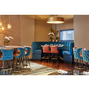 Personalizado de cuero o tela tachonado u forma medio redonda curva <span class=keywords><strong>restaurante</strong></span> booth sofá - Product Image 2