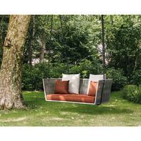 Meubles de jardin extérieurs modernes imperméables piscine Patio salon lit de soleil Villa hôtel corde en aluminium tissé balançoires lit de repos