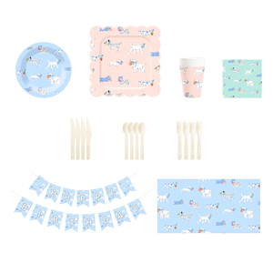 DAMAI - Juego de Platos de Papel Desechables para Fiestas Infantiles, Diseño de Animales, Juego de Vajilla para Fiestas de Perros - Product Image 1