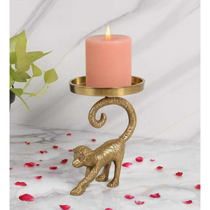 Compre un Portavelas de Metal con Diseño de Mono Dorado |   Portavelas Decorativo con Forma de Animal para Decoración del Hogar y Regalos - Product Image 1