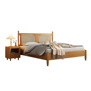 Nordic Style <b>Rattan</b> Solid Wood Bed 1.8M Platform Bed Space Saving Master Bedroom Furniture Ash Wood Double Size - Product Image 5