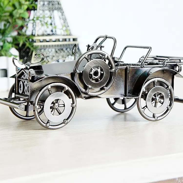 Venta caliente nueva llegada de moda de Metal Vintage Wecker modelo de coche para decoración del hogar