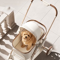 Carrito de Lujo Ligero y Ajustable para Mascotas con 4 Ruedas, Plegable, Ultraligero, Desmontable y Portátil para Viajes