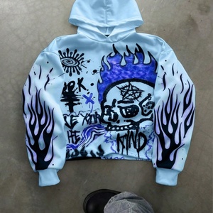 Sudadera con Capucha GRAVVI Personalizada con Diseño de Calavera y Llamas, Estilo Punk Urbano, Cierre de Cremallera, Talla Grande para Hombre - Product Image 4