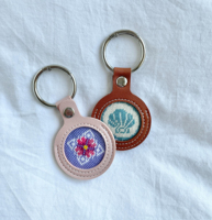 Porte-clés en cuir PU double face transparent pour broderie au point de croix, auto-finissable