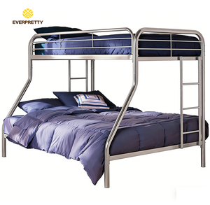 Sistema de Cama Ahorradora de Espacio para Dormitorio de Apartamento con Escalera, Moderna Estructura Metálica de Litera Doble sobre Matrimonial - Product Image 4