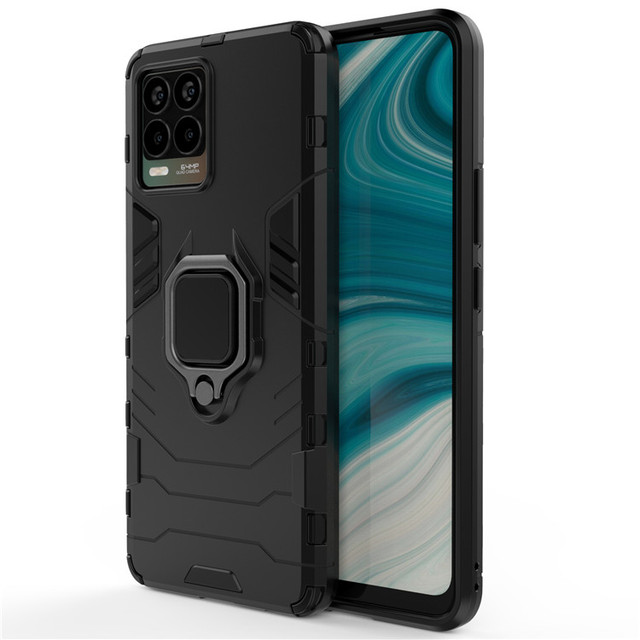 Rugged Shockproof Phone Case for OPPO REALME 8/8Pro/8 5G Magnetic Ring Holder Kickstand Armor Phone Cover