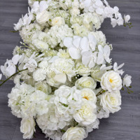 DKB Personnalisé Super Long 360cm Blanc Table Fleur Chemin avec Rose Hortensia Orchidées De Luxe Banquet Événement Table Arrangement De Fleurs