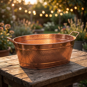 Bañera con mango ovalado de cobre Estilo de granja tradicional Durable - Product Image 1