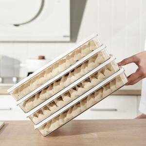 กล่องเกี๊ยวทรงสี่เหลี่ยมวางซ้อนกันได้พร้อมฝาปิด ภาชนะเก็บอาหารสุญญากาศสำหรับตู้เย็น แช่แข็งได้ - Product Image 3