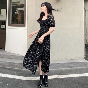 OEM abito intero in Chiffon estivo puro Casual con stampa floreale <span class=keywords><strong>mezza</strong></span> manica a sbuffo lungo collo quadrato traspirante - Product Image 4