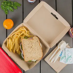 Упаковочная коробка для пищевых продуктов с логотипом на заказ, гофрированная навесная раскладушка, контейнеры из крафт-бумаги