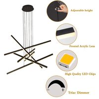 Plafonnier Led suspendu noir au design moderne et simpliste, luminaire décoratif d'intérieur, idéal pour un salon, une salle à manger ou des escaliers