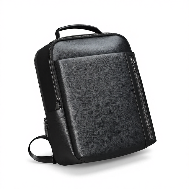New Genuine Leather First Layer Business Men's Backpack 20-35L Breathable Curved Shoulder Strap Travel Commuter Student Bag
