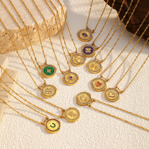 قلادة أنيقة شخصية مستديرة عملة قلب صلب مقاوم للصدأ قلادة من التيتانيوم الصلب الغامضة - Product Image 2