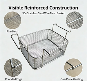 304 Stainless Steel <b>Mesh</b> <b>Basket</b>, Metal <b>Storage</b> <b>Mesh</b> <b>Basket</b>, Hole-free <b>Storage</b> <b>Basket</b>, Draining <b>Basket</b> - Product Image 6