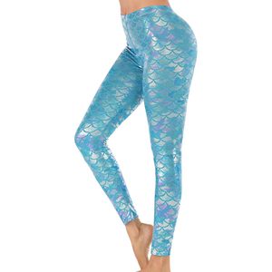 FOXA Leggings sirène à imprimé écailles de poisson brillantes pour femmes, pantalons extensibles S-4XL - Product Image 2