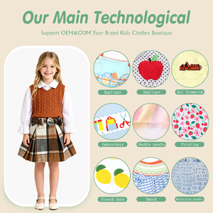 Ensemble de vêtements pour bébé fille, 3 pièces, Conjunto Ropa <span class=keywords><strong>Nina</strong></span>, gilet en tricot torsadé, chemise à manches longues, jupe à carreaux avec nœud, style preppy, vêtements d'automne pour filles - Product Image 3