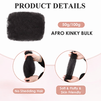 Extensions de cheveux humains Remy brésiliens 100% en vrac, sans nœuds, pour tresses bohèmes, torsades et dreadlocks afro crépues