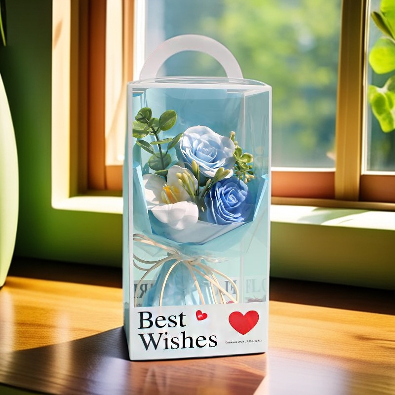 3 bouquets de tulipes éveillées en bleu clair