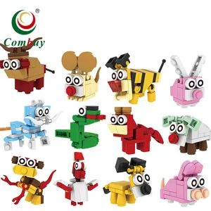 Jeu de blocs de construction thème animaux, 12 types, jouet d'intelligence artificielle, blocs, 3D,