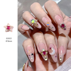 TSZS 10 pz/borsa popolare marinaio a forma <span class=keywords><strong>di</strong></span> luna 3D lega rosa rosa colore rosa Shinny smalto zircone marinaio luna Nail Art decorazione - Product Image 6