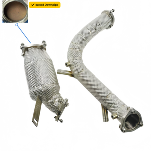Tuyau de descente en acier inoxydable haut de gamme à haut débit avec bouclier thermique, stock important et livraison rapide pour <span class=keywords><strong>Audi</strong></span> A4/A4L/A5/Q5 B9.5 <span class=keywords><strong>A6</strong></span> A7 C8 2.0T - Product Image 1