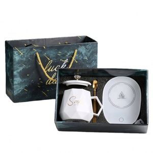 Ensemble de cadeaux de bienvenue personnalisés, tasse chauffante électrique en acier inoxydable thermostatée, noire, pour café, thé, avec charge USB, chauffage intelligent, portable - Product Image 2