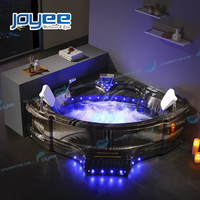 Bain à bulles d'air noir en acrylique pour 2 personnes, baignoire de massage, de spa d'intérieur, pour l'hydromassage, gourde à l'intérieur