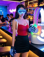 Gants lumineux LED et lunettes lumineuses rechargeables clignotantes pour hommes, en coton, pour spectacle scénique, DJ, fête, performance