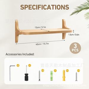 Wooden <b>wall</b>-<b>mounted</b> <b>shelf</b> with single <b>shelf</b>, simple design, suitable for bedroom and living room, floating bookshelf, solid - Product Image 5