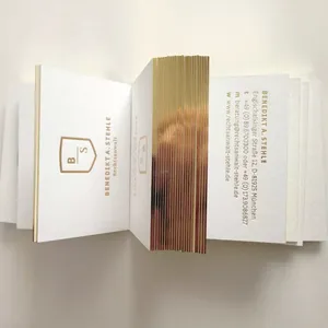 Wholesale White Cotton Paper Name Cards Low MOQ Gold Edge Business Cards With Logo Luxury