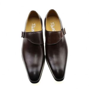 High-quality Handmade Genuine Leather Men's Pointed Toe Buckle Dress Shoes Oxford Loafers Cocktail Shoes Autumn Party Shoes - Product Image 4