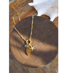 Collana con onda in oro placcato 18k Charm stelle marine accessorio surfista impermeabile spiaggia <span class=keywords><strong>gioielli</strong></span> piscina sicura Boho regalo di sirena amante dell'oceano - Product Image 3