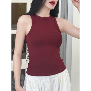 Camiseta de tirantes ajustada elástica para mujer con logotipo personalizado, camiseta ajustada para gimnasio y Yoga con espalda cruzada - Product Image 1