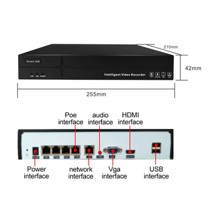 4CH อัจฉริยะ H.265 5MP แบบ POE HMDI P2P 2พอร์ต USB พอร์ต RCA เอาต์พุต RCA NVR โลโก้กำหนดเอง - Product Image 3