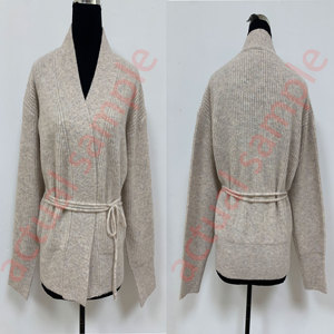 Cárdigan de punto cruzado con cinturón para mujer, cuello en V, suéter corto de punto acanalado, abrigo de punto holgado de manga larga, top de punto oversize - Product Image 6