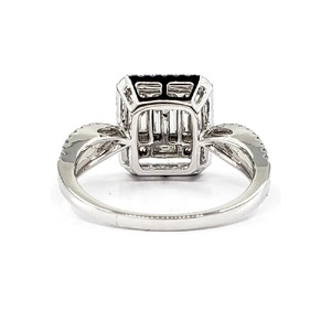 Vente chaude Élégant Fine Bijoux Top Qualité 18k Solide Or Blanc Réel Diamant Éternité Carré Baguette Cluster Bague de Fiançailles - Product Image 3