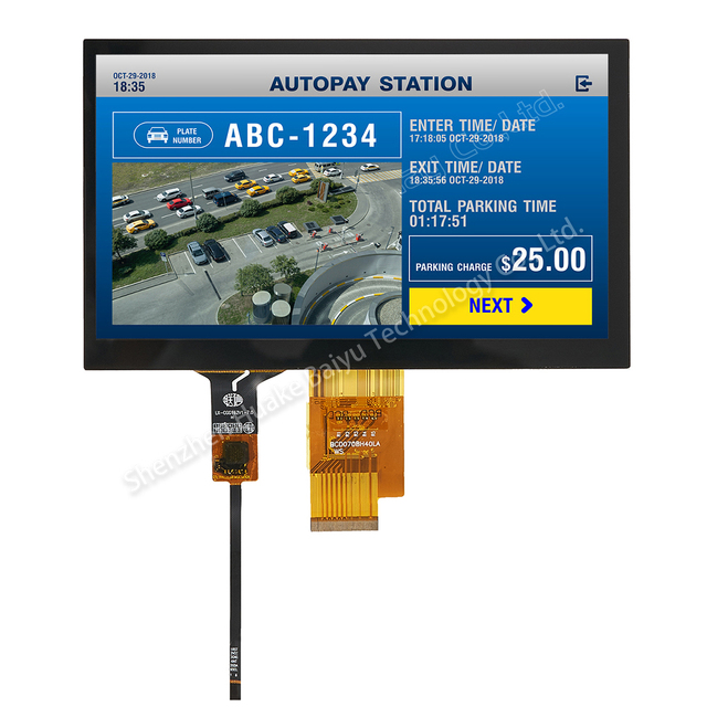 Custom Size Tempered Glass Low Reflectance PCAP Capacitive Touch 7 Inch LVDS Interface TFT Transmissive LCD Touch Screen Display