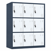 Casier de rangement métallique, casier scolaire en acier thermolaqué, serrure individuelle sur chaque porte, armoire de rangement pour le personnel de classe