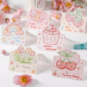 Tarjetas de Felicitación con Dibujos al Óleo al por Mayor, Tarjetas de Notas con Dibujos Animados Bonitos Hechos a Mano con Sobre para el Día de San Valentín y Cumpleaños - Product Image 1