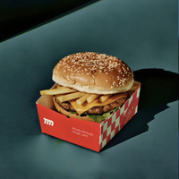 Boîte à hamburger en papier jetable avec revêtement résistant à l'huile, matériau sûr et non toxique, pour café, snack-bar, à emporter