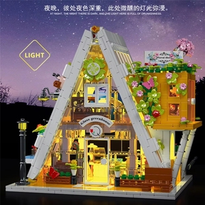 MORK 031065 Invernadero de Cristal Tienda de Flores Vista Callejera MOC Ladrillos de <span class=keywords><strong>Arquitectura</strong></span> Modular Juguetes Educativos Regalos Sets de Bloques de Construcción - Product Image 2