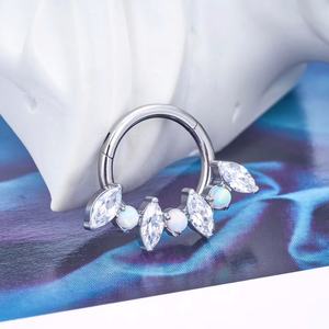 ASTM F136 G23 titane <span class=keywords><strong>Piercing</strong></span> Septum nez anneau cerceau CZ opale 16G <span class=keywords><strong>Helix</strong></span> Daith Tragus Clicker Cartilage conque boucle d'oreille femmes <span class=keywords><strong>bijou</strong></span> - Product Image 3