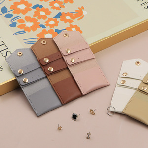 Customized Logo & Color Luxury PU <b>Leather</b> Rectangle Jewelry Storage Bag with Button Closure Portable Travel Earring <b>Bracelet</b> Bag - Product Image 1