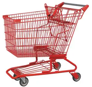 New Design Light Weight Big Load Capacity Portable Fruit Push Cart For Supermarket