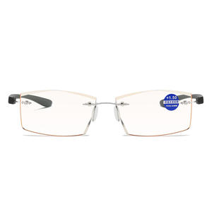 古典的なフレームレス読書メガネアンチブルーライトコンピューターリムレスダイヤモンドカット読書眼鏡用 - Product Image 4