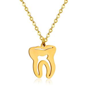 Collares de oro con diseño de dientes médicos para mujer, collar con colgante de aguja para enfermera/doctora, regalo de joyería - Product Image 1